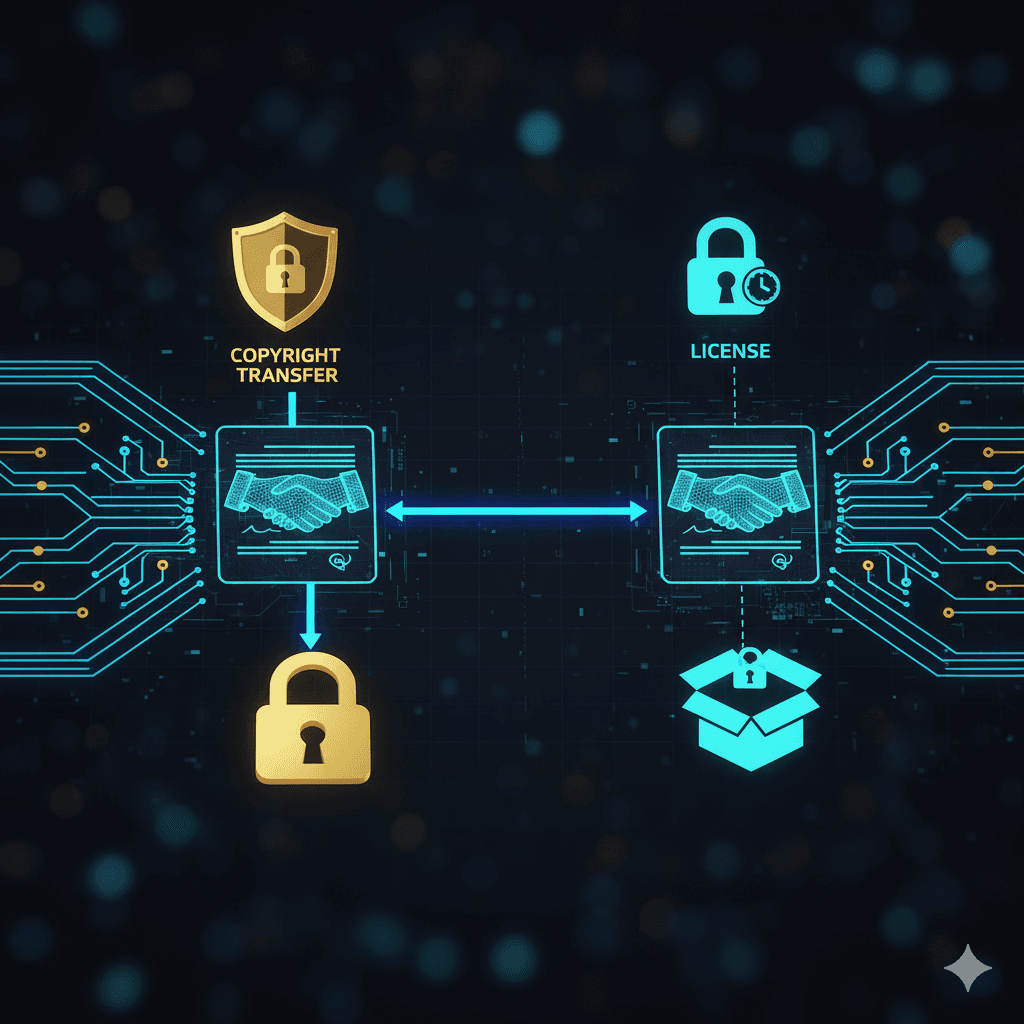 Okładka posta: Anatomia bezpiecznej Umowy IT: przeniesienie praw vs. licencja
